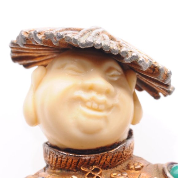 Rare Har Laughing Chinaman Brooch with Rhinestones - Picture 7 of 8